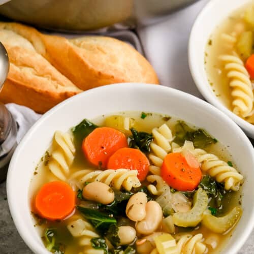 A serving of white bean soup