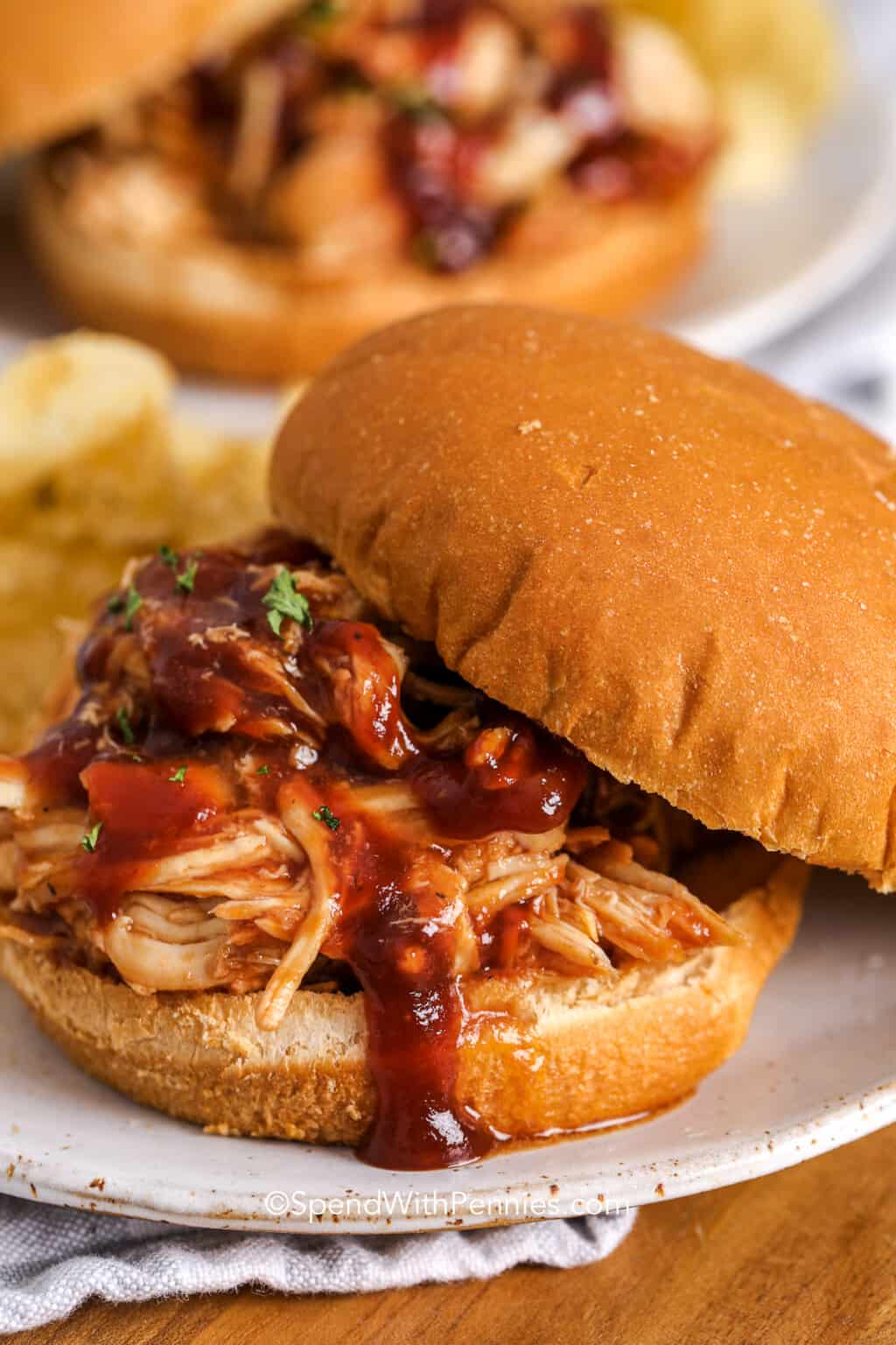 Crock Pot BBQ Chicken {Easy Sandwiches} - Spend With Pennies