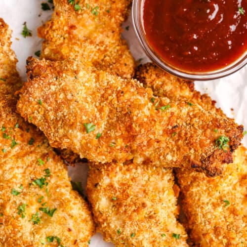 Air Fryer Chicken Tenders with yummy sauce on the side
