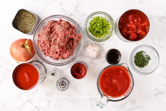 Crock pot Spaghetti ingredients
