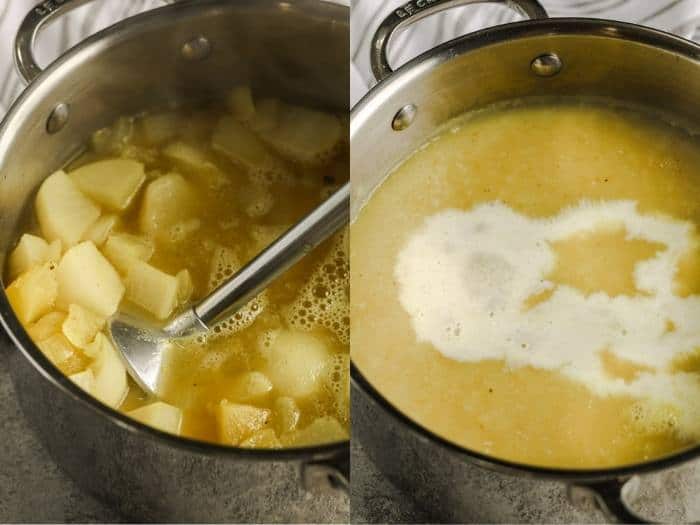 process of blending Turnip Soup