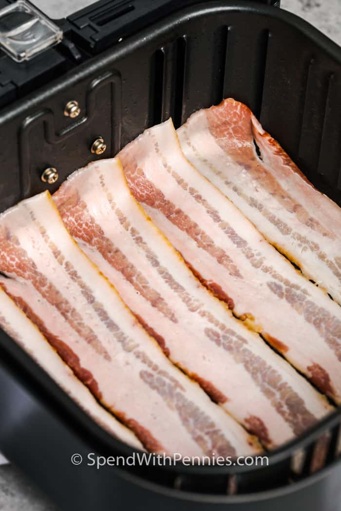 Air Fryer Bacon before cooking