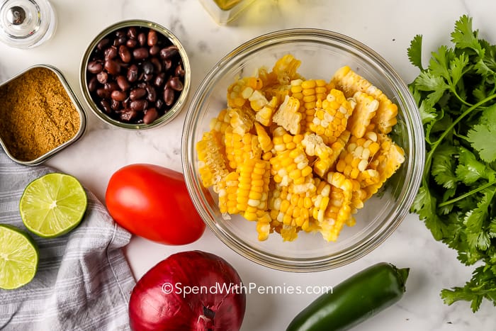 Black Bean and Corn Salsa ingredients