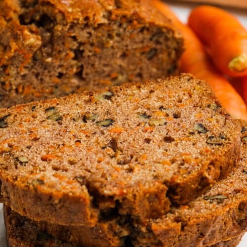 slices of Carrot Bread with bread in the background