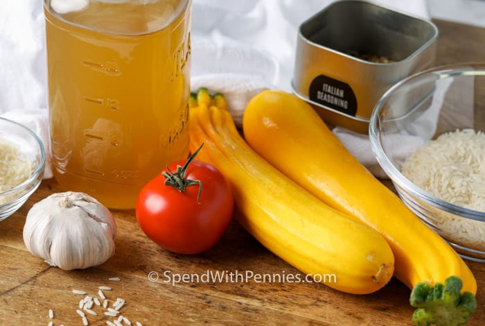 ingredients to make Summer Squash Rice