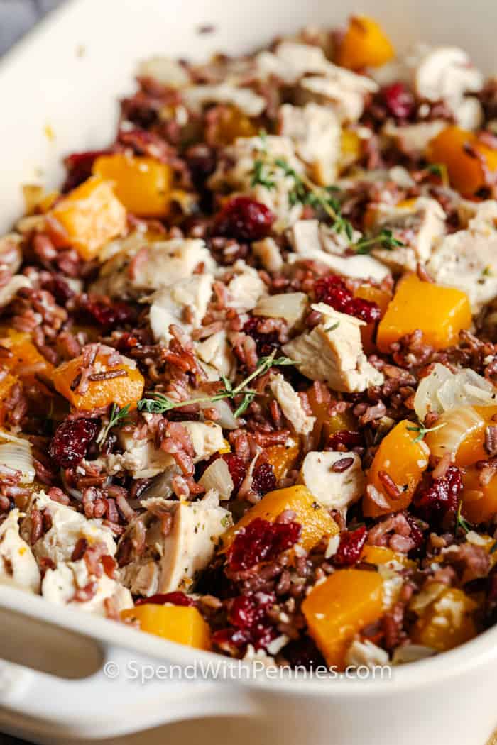 Butternut Squash, Chicken & Wild Rice Casserole
