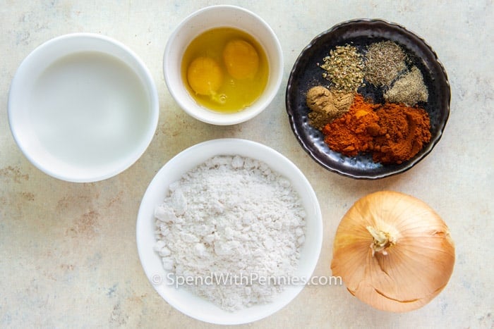 ingredients to make Blooming Onion Bites on a table