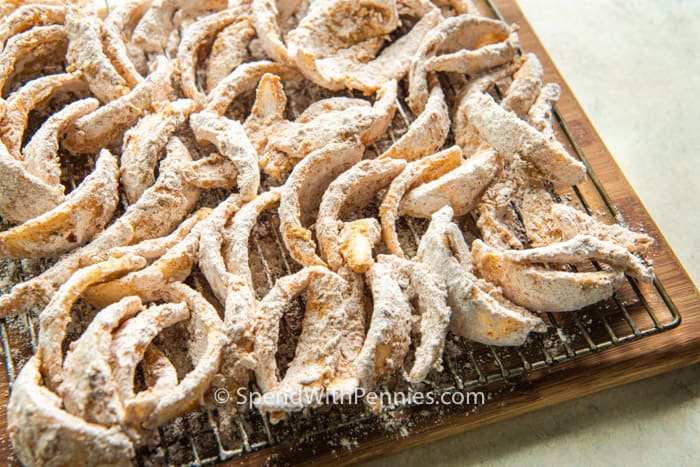 Blooming Onion Bites on a rack before cooking