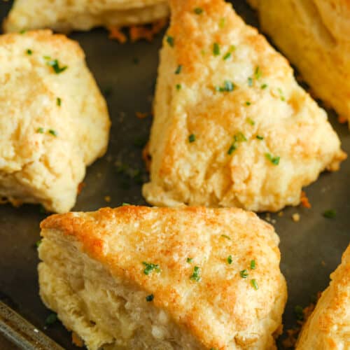 close up of buttered and baked Cheese Scones