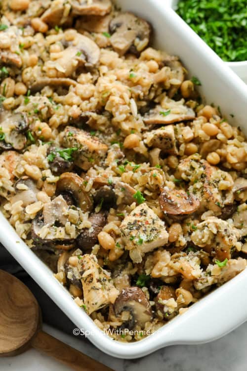 Chicken Mushroom Casserole With Rice! - Spend With Pennies