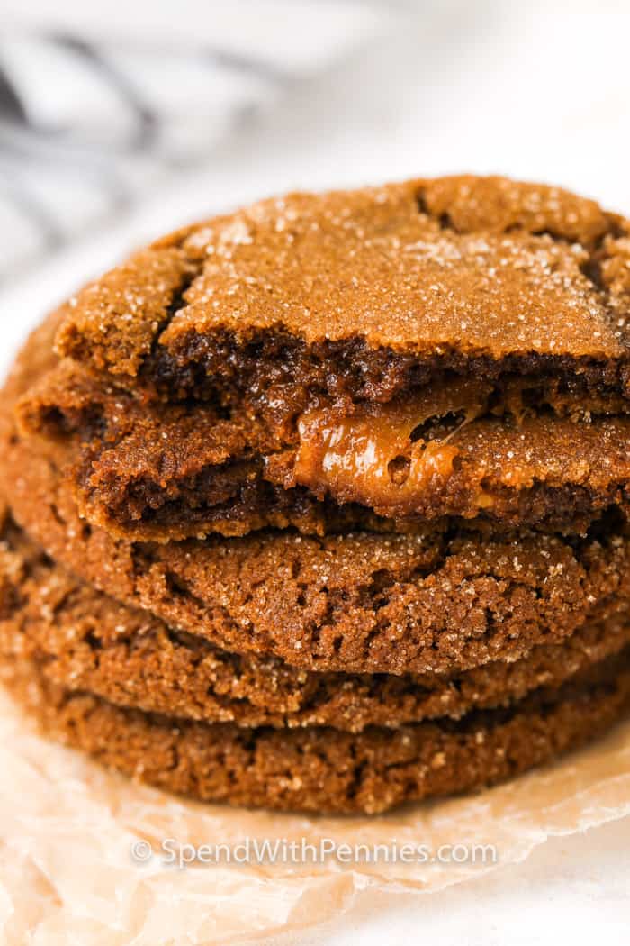 Caramel Stuffed Ginger Cookies
