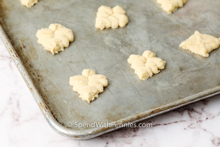 Easy Shortbread Cookies on a baking sheet before cooking