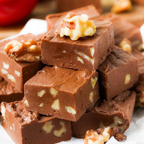 close up of plated Fantasy Fudge squares