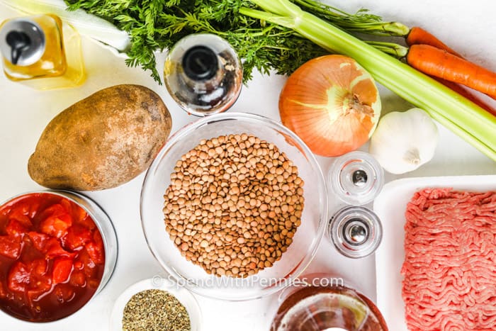 ingredients to make Instant Pot Lentil Soup