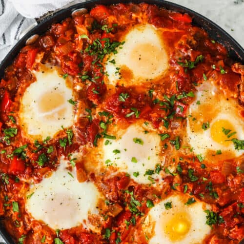 top view of cooked Shakshuka