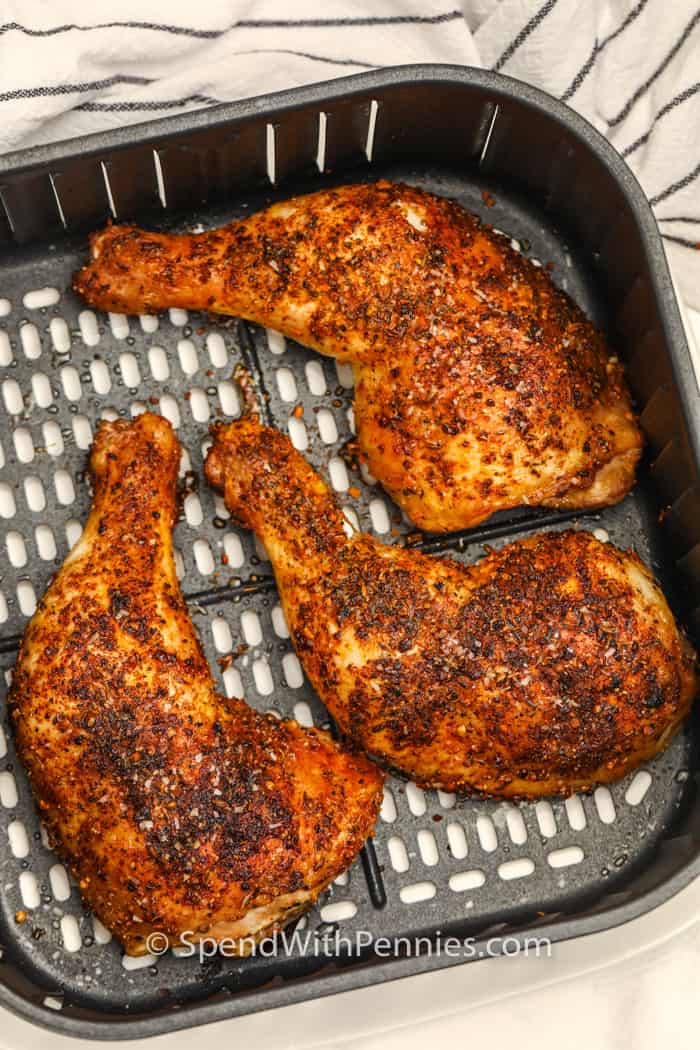 cooked Air Fryer Chicken Legs in the air fryer