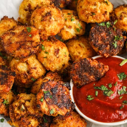 plated Bacon Cheddar Cauliflower Tots