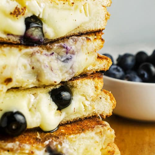 Stack of Blueberry Brie Grilled Cheese