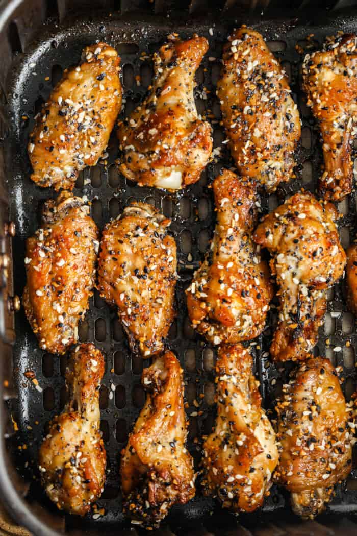 top view close up of Everything Air Fryer Wings