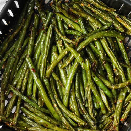 top view of cooked Sesame Air Fryer Green Beans