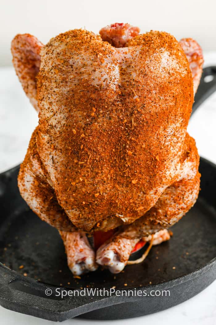 Beer Can Chicken before cooking