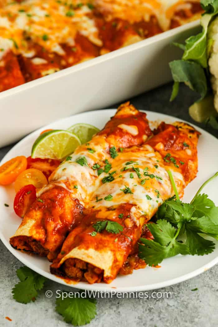 plated Veggie Enchiladas