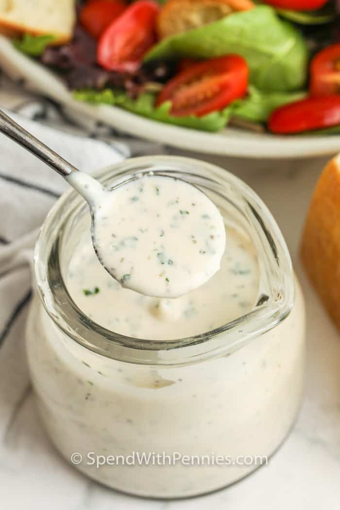 jar of Creamy Italian Dressing with spoon