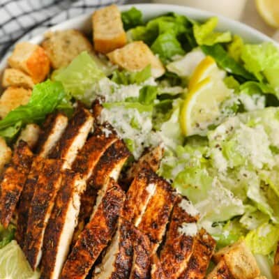 close up of grilled Chicken Caesar Salad