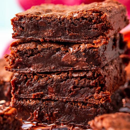 fudgy brownies stacked