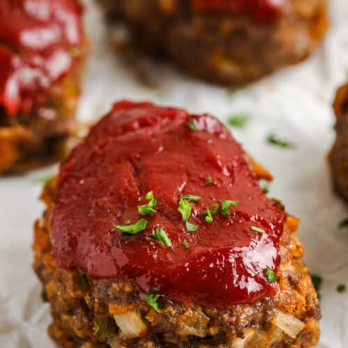 close up of Mini Meatloaf
