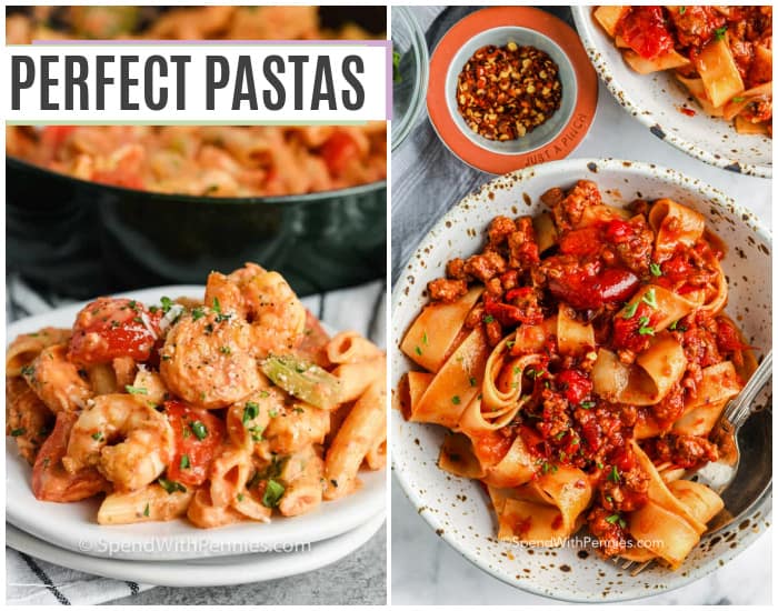 Two Pasta dishes with Bell Peppers