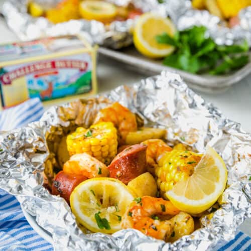 Shrimp packets in foil