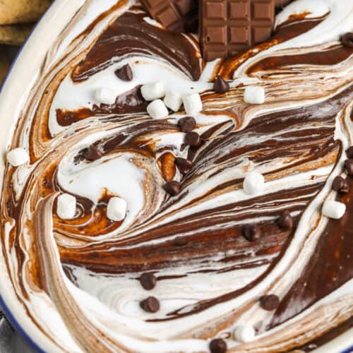 S'mores Dip in a dish with graham crackers