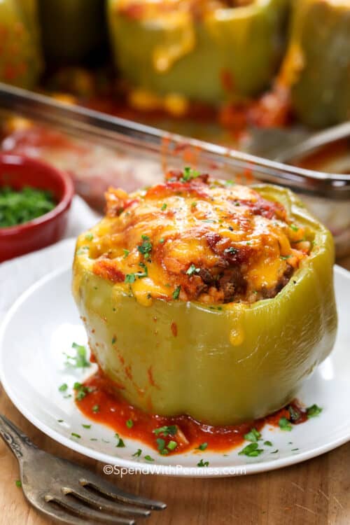 Cheesesteak Stuffed Peppers - Spend With Pennies
