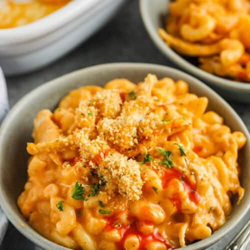 bowls full of Buffalo Chicken Mac and Cheese