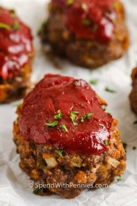 mini meatloaves on a pan