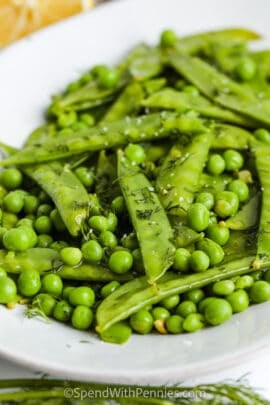 close up of Butter Peas on a white plate