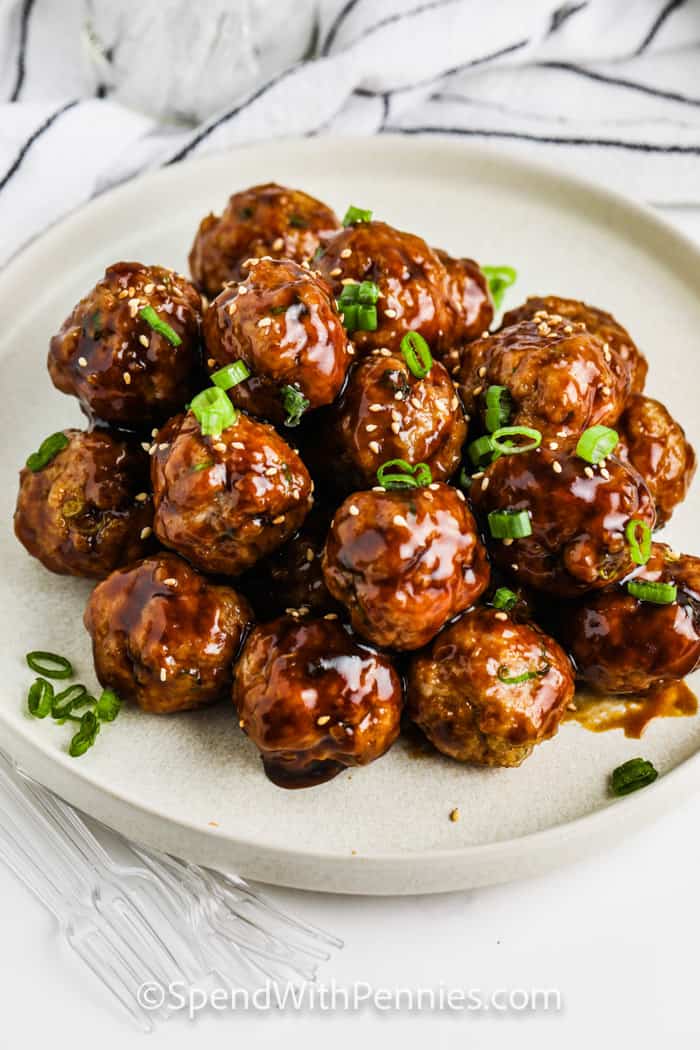 plated Hoisin Glazed Meatballs