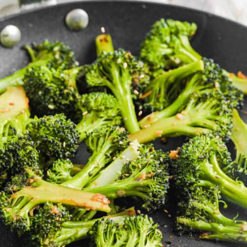 Sesame Broccoli Stir Fry cooking in a pan