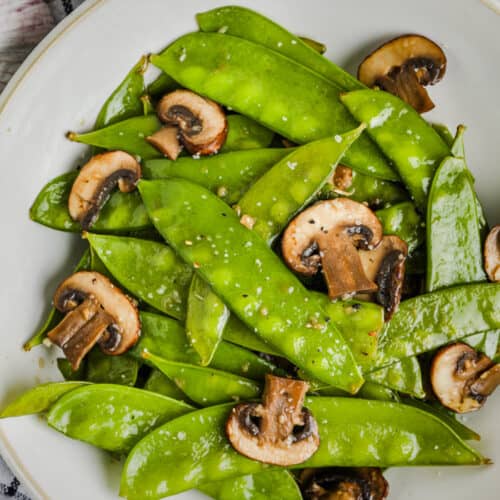 plated Snow Peas and Mushrooms