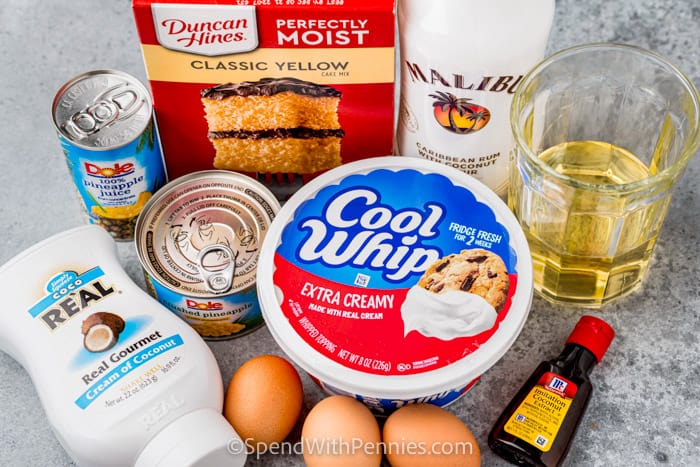 ingredients to make Pina Colada Cake