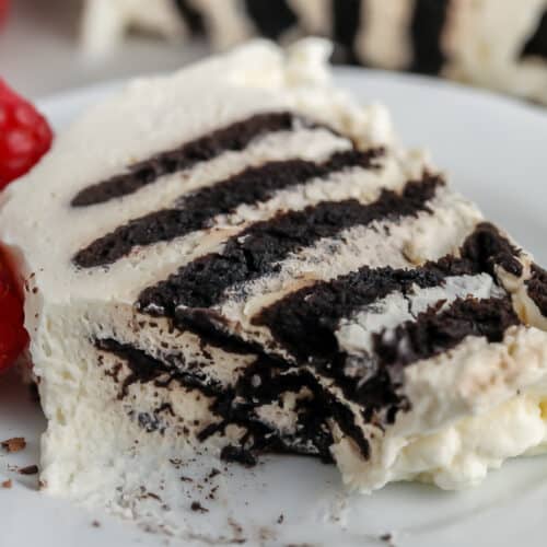 slice of Chocolate Icebox Cake on a plate