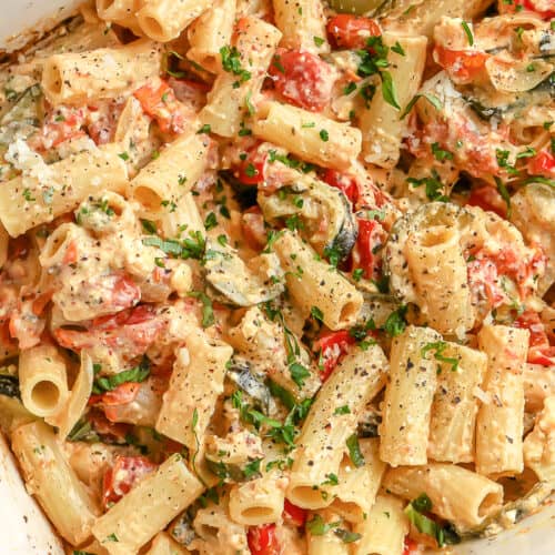 roasted veggie feta pasta