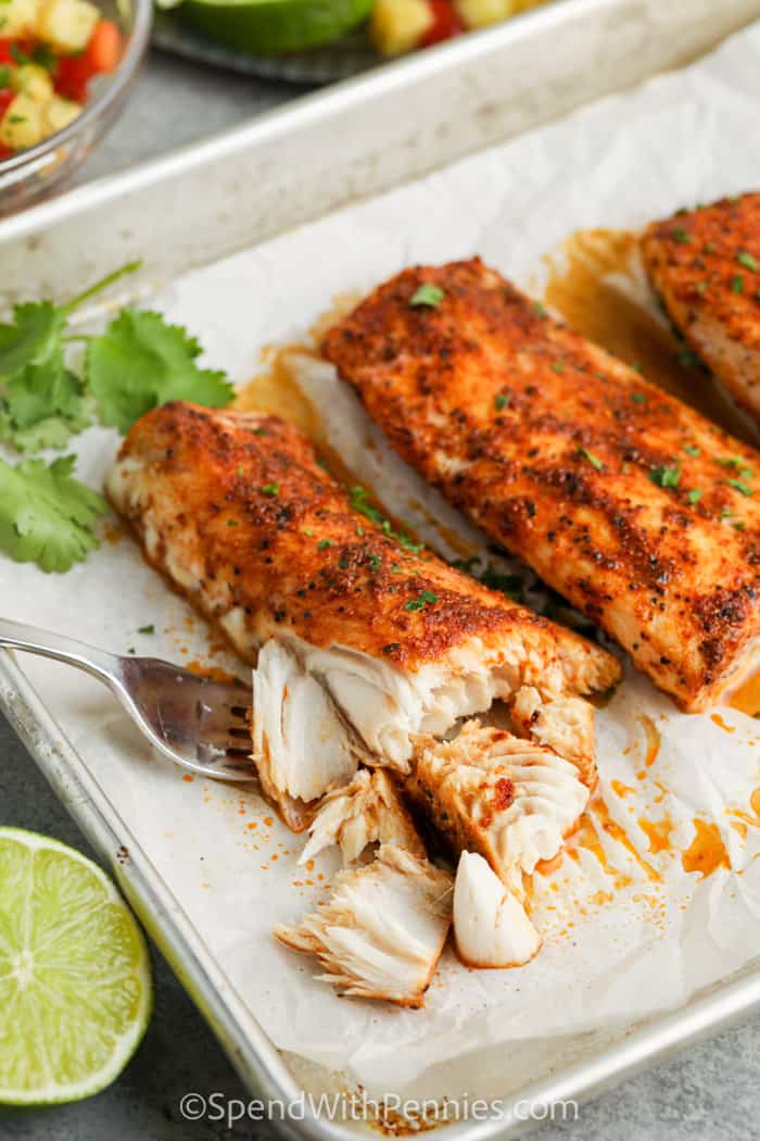 Make these Mahi Mahi Tacos for a light meal or lunch. Made with delicate and slightly sweet Mahi Mahi fish, this recipe is a great base for adding all kinds of toppings. Try a delicious white fish sauce or a homemade salsa. #spendwithpennies cooked fish to make Mahi Mahi Tacos