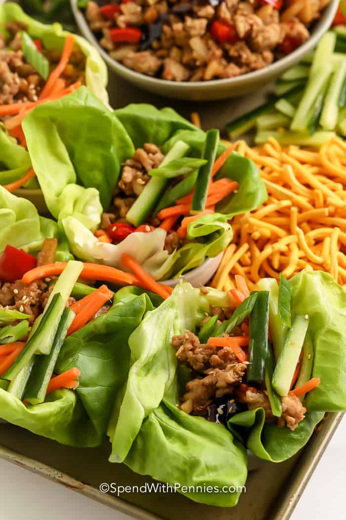 Turkey Lettuce Wraps on a pan