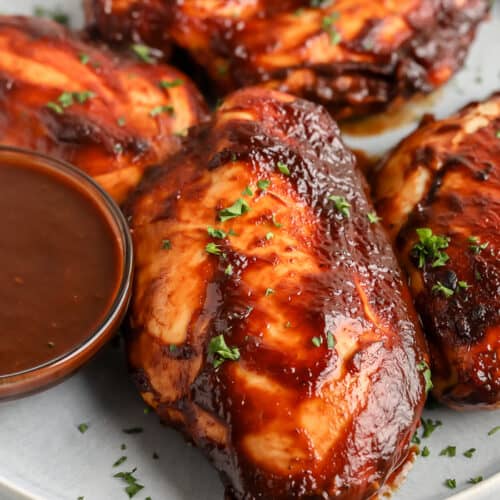Baked BBQ Chicken breast on a plate