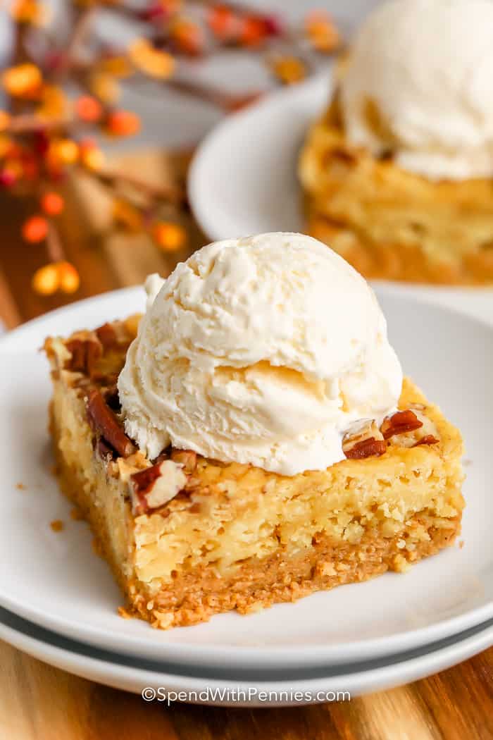 Pumpkin Crunch Cake on a plate