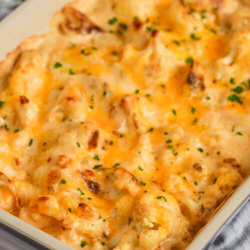 close up of cooked Cauliflower au Gratin