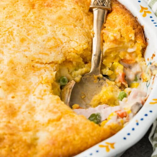Cornbread & Leftover Turkey Casserole Ibotta with a spoon
