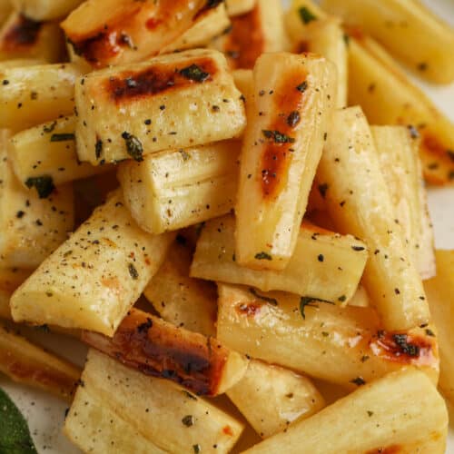 plated Maple Roasted Parsnips